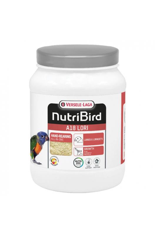 Nutribird A-18 Loris 800 gramos, alimento completo y equilibrado especialmente diseñado para loris y loriculus, con una mezcla de ingredientes naturales y vitaminas esenciales que favorecen su salud, energía y plumaje. Ideal para su alimentación diaria.