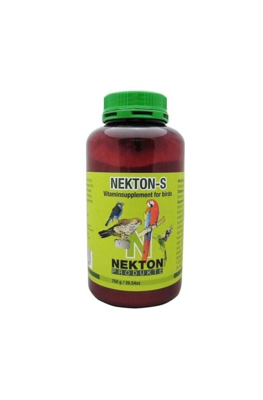 Tarro NEKTON -S 700 gr – Multivitamínico completo para aves, diseñado para proporcionar todos los nutrientes esenciales que las aves necesitan para una salud óptima. Favorece el sistema inmunológico, la vitalidad y el bienestar general de las aves