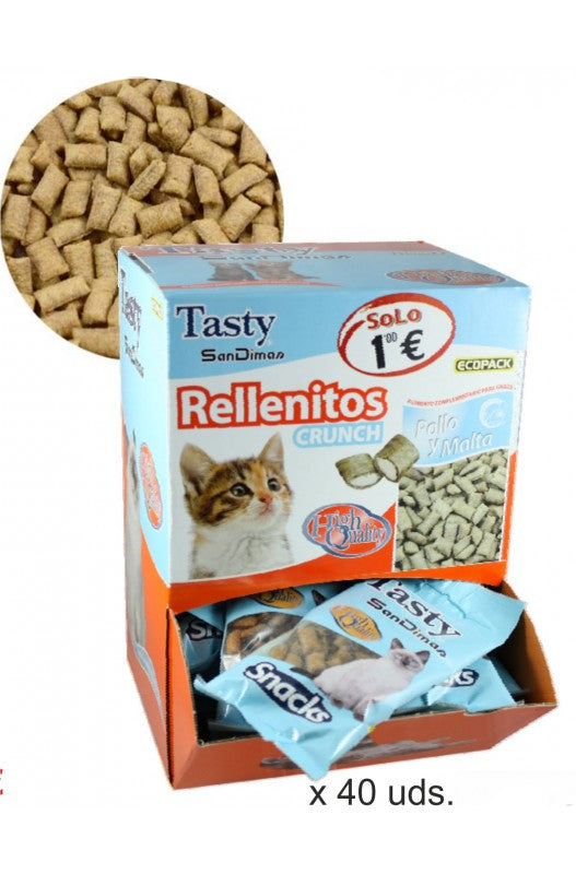RELLENITOS CRUNCH CAT POLLO/MALTA 50 GR. C/40 BOLSAS - Botega Mazarol