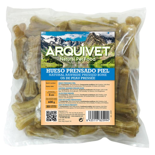 Huesos prensados de piel, ¡una bolsa con 50 huesitos pequeños de 5 centímetros para que tu perrito disfrute mordiendo!
