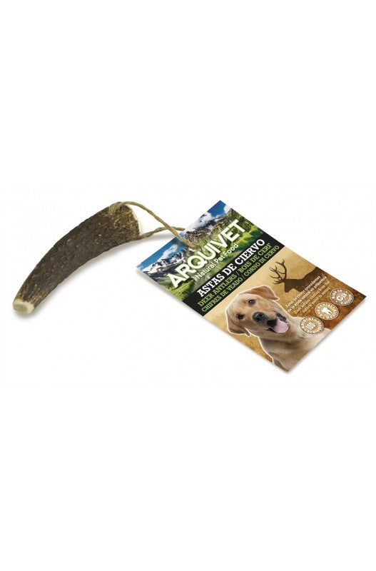 Asta de Ciervo tamaño pequeño, que pesa entre 15 y 39 gramos. ¡Un juguete natural para que tu perrito muerda!

