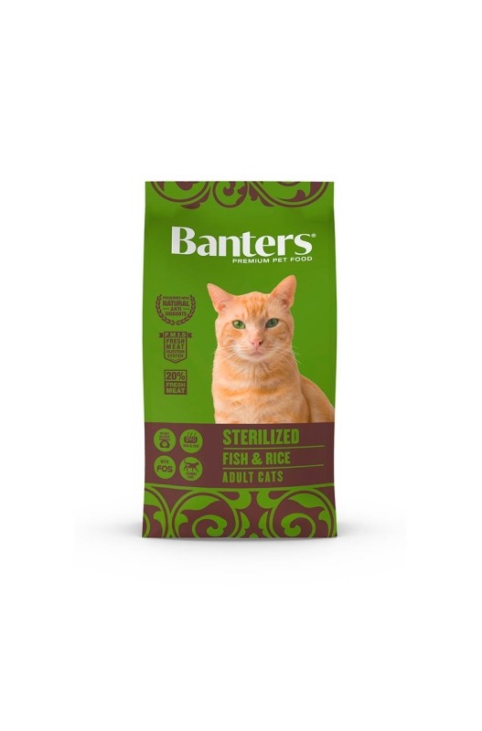 Bolsa BANTERS CAT STERILISED Fish&Rice 8 KG.
