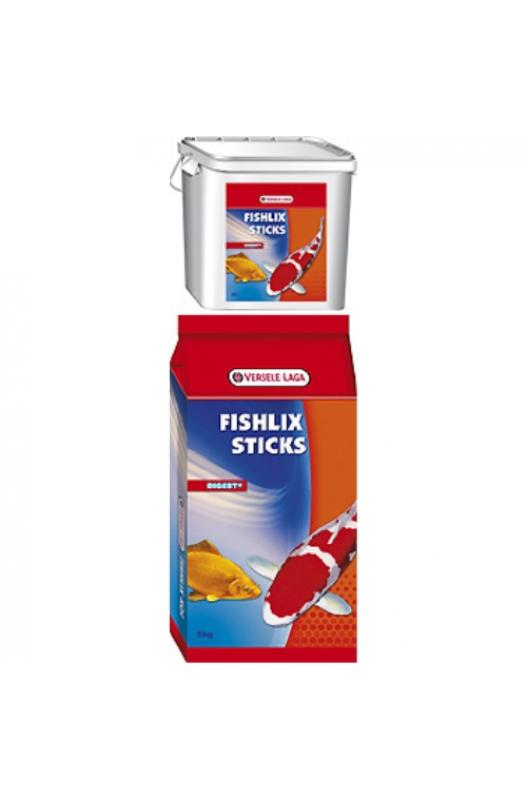 ¡Fishlix son palitos de comida de muchos colores para tus peces! ¡Esta bolsa grande de 5 kilos es de una marca que se llama Versele-Laga!

