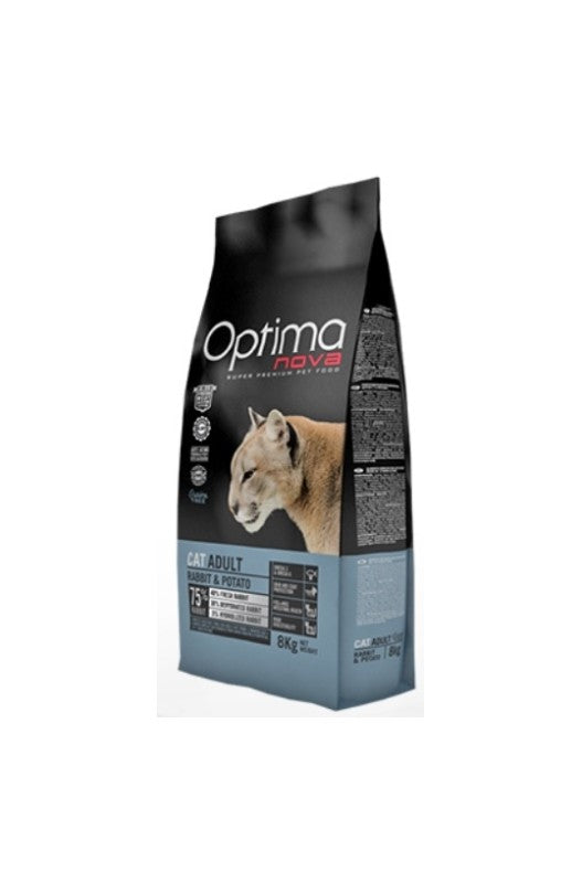 Optima Nova Cat Adult Rabbit Patata, bolsa de 2 kg. Alimento completo y equilibrado para gatos adultos, con conejo y patata.

