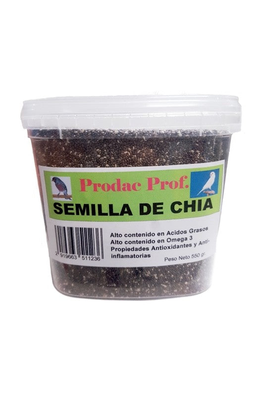 Cubo de 3 kg de Chía (Salvia Hispanica), semillas ricas en ácidos grasos omega-3 y nutrientes, ideales para la alimentación de aves y otros animales
