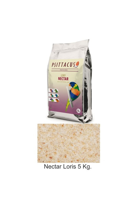 Psittacus Néctar Loris 5 kg Bolsa, alimento específico para loris y loriculus, formulado con ingredientes de alta calidad que simulan su dieta natural, proporcionando energía, hidratación y los nutrientes esenciales para su bienestar y salud óptima.