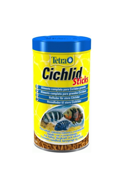 TetraCichlid Sticks, bote de 500 ml. ¡Comida rica y divertida para tus peces cíclidos!
