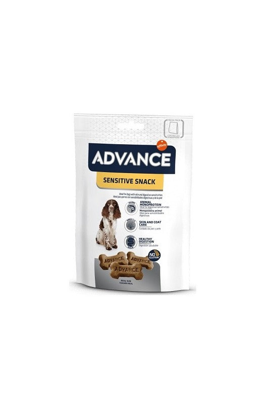 Advance Snack Sensitive, bolsita de 150 gramos. ¡Unos premios suaves para perritos con pancitas un poco delicadas!

