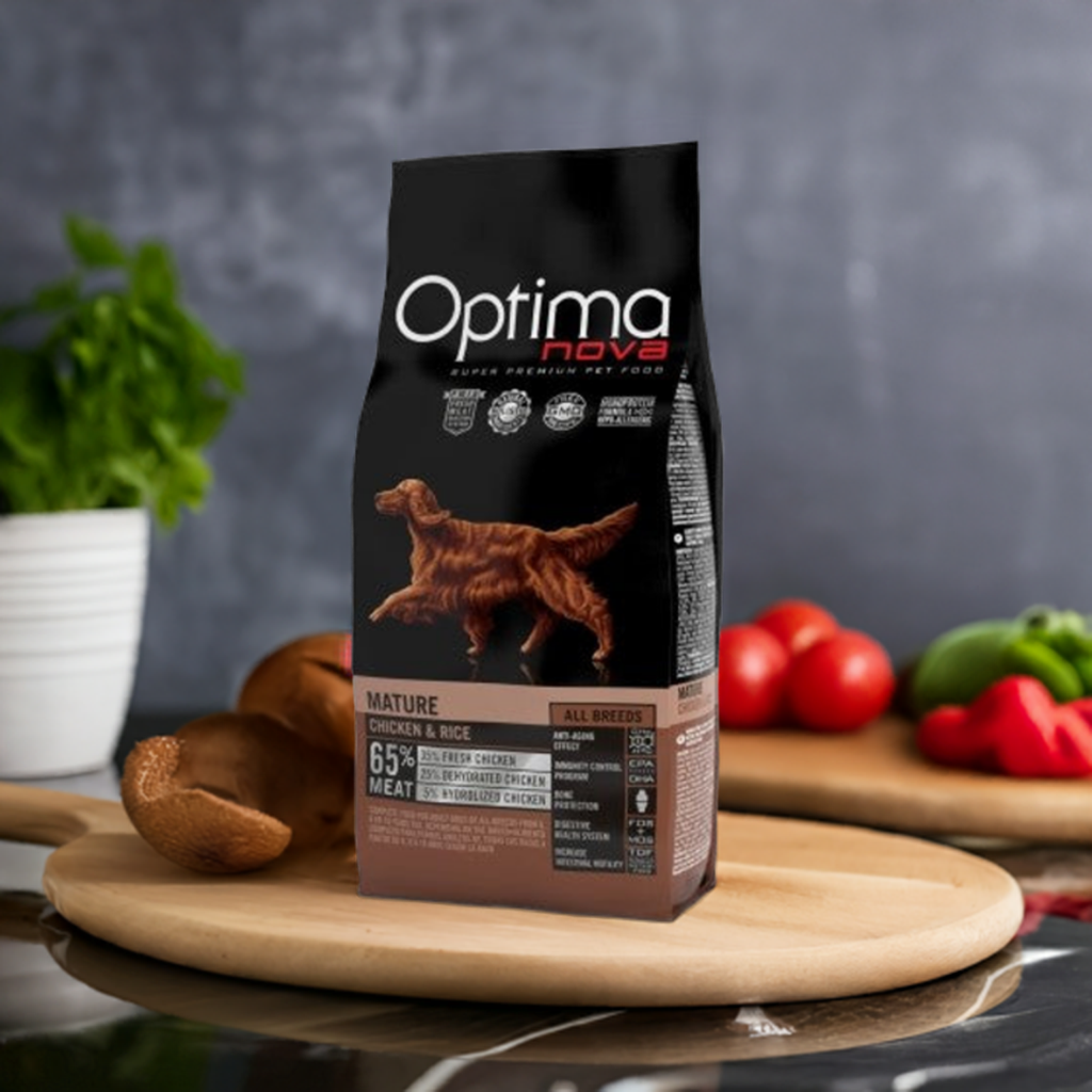 bolsa OPTIMA NOVA ADULT MATURE POLLO ARROZ de 12 KG.