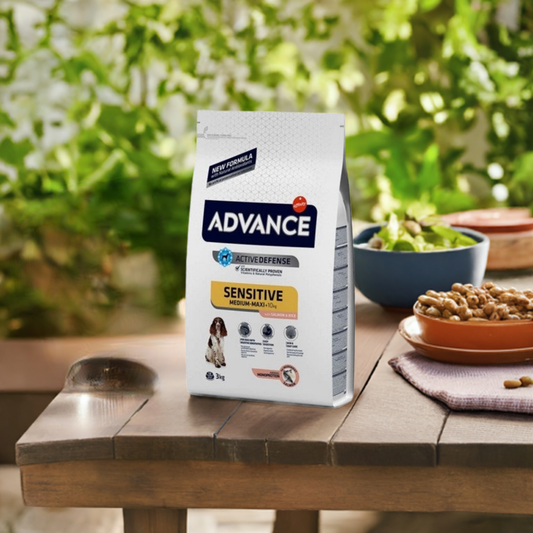 Advance Sensitive Salmón, 3 kilos. ¡Comida suave para perritos con pancitas delicadas!


