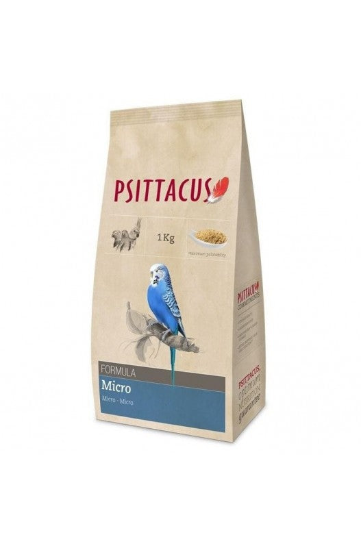 Paquete de 1 kg de PSITTACUS Pienso Micro, alimento completo y equilibrado para periquitos, con ingredientes seleccionados para su nutrición y bienestar