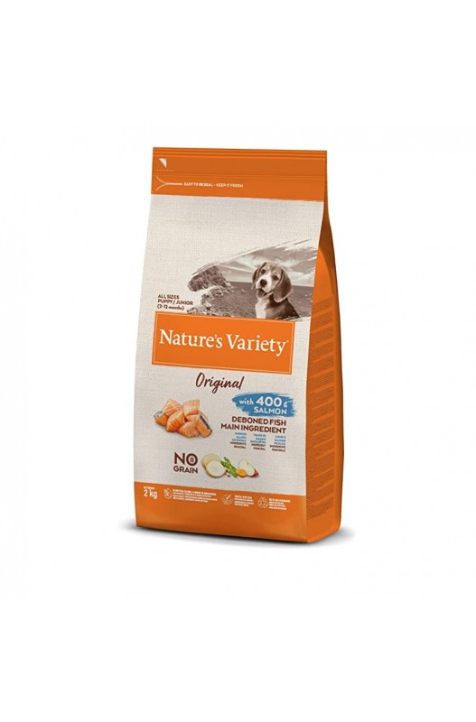 Nature's Variety Original Puppy Salmón, ¡una bolsita de 2 kilos de comida rica para cachorritos! ¡Sabe a pescadito!

