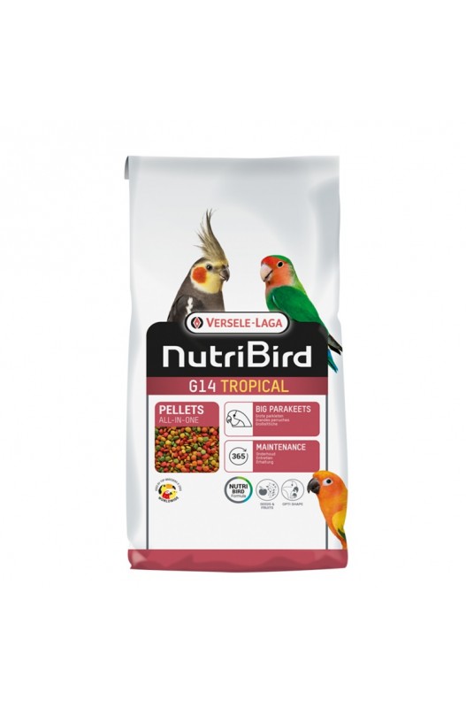 Alimento extrusionado Nutribird G14 Tropical para aves exóticas, bolsa de 1 kg.
