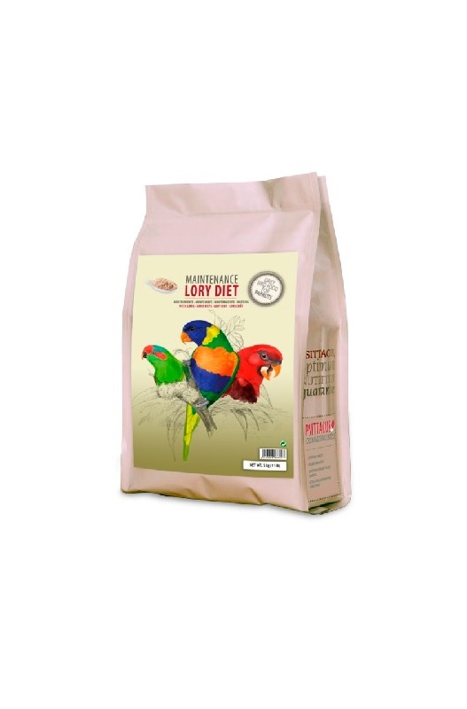 Saco de 5 kg de PSITTACUS LORY DIET MANTENIMIENTO, alimento completo y equilibrado para loris y lorikeets adultos, ideal para su mantenimiento y salud general.