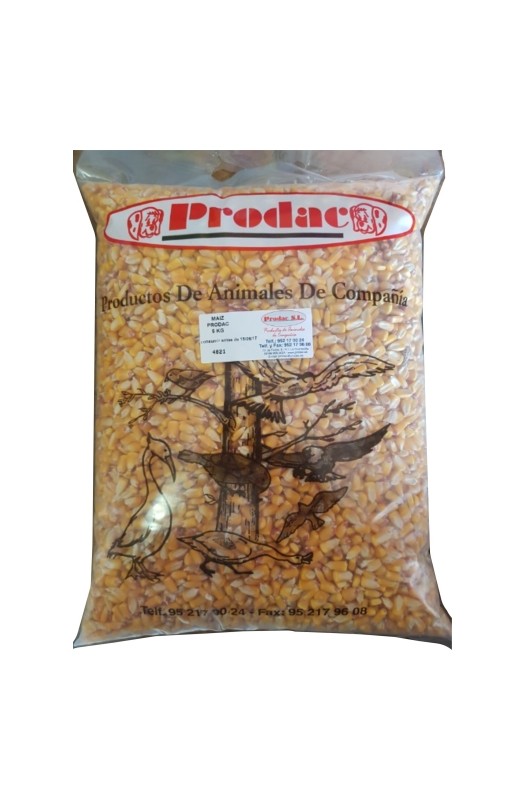 saco Maíz Prodac 25 kg, grano de alta calidad, ideal para aves, proporcionando una fuente rica en energía y nutrientes esenciales