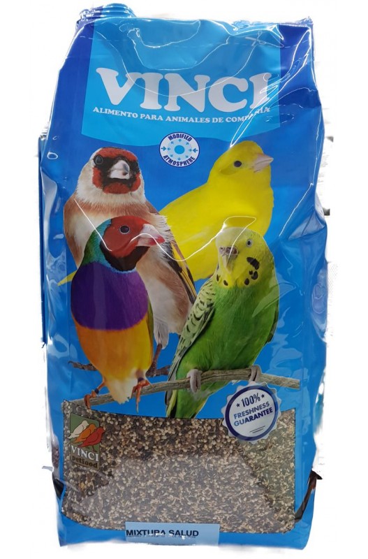 Saco grande de 15 kg de Semillas Salud Vinci. Una mezcla equilibrada de semillas nutritivas para aves, diseñada para promover su bienestar y salud general. ¡Un complemento ideal!