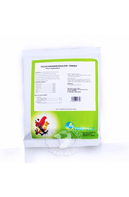 Teccox Polvo 250gr. Canariz – Suplemento en polvo para aves, especialmente diseñado para combatir parásitos intestinales. Proporciona una protección eficaz y natural para mantener la salud digestiva de los canarios y otras aves