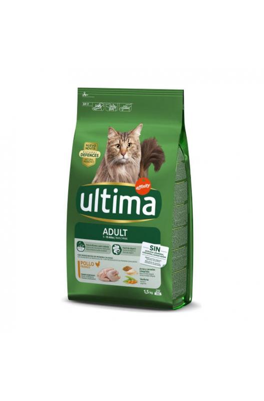 Ultima Cat Adult Pollo y Arroz, bolsita de 1.5 kilos. ¡Comida rica para gatitos grandes con pollo y arroz!

