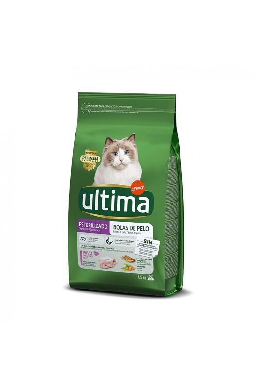 Ultima Esterilizado Hairball, bolsita de 1.5 kilos. ¡Comida rica para gatitos esterilizados que ayuda con las bolas de pelo!

