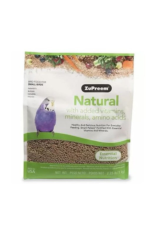 Paquete de 1 kg de Zupreem Natural Dieta para Periquitos, alimento en pellets completo y equilibrado, diseñado para la nutrición y bienestar de los periquitos