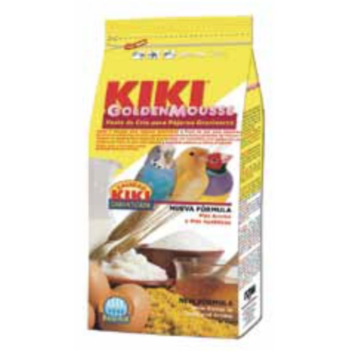 Paquete de Kiki Golden Mousse – Alimento completo para pájaros, ideal para canarios, periquitos y exóticos.