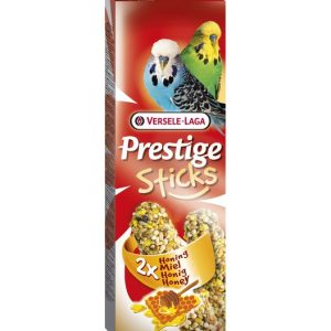 Paquete con 2 barras de miel para periquitos Prestige, golosina nutritiva y deliciosa, ideal para complementar la dieta de los periquitos. Versele-laga barritas