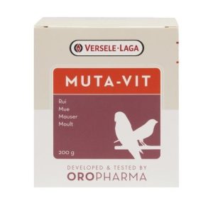 Alt image text: MUTA-VIT 200 GR. Oropharma - Suplemento vitamínico para aves en proceso de muda, que ayuda a mantener su bienestar y plumaje saludable.