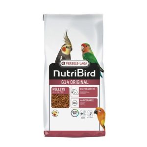 Nutribird G14 Original 10 kg, alimento completo y equilibrado especialmente diseñado para ninfas y agapornis, formulado con ingredientes de alta calidad que proporcionan una dieta rica en vitaminas, minerales y nutrientes esenciales para promover su salud, energía y plumaje. Ideal para la alimentación diaria.