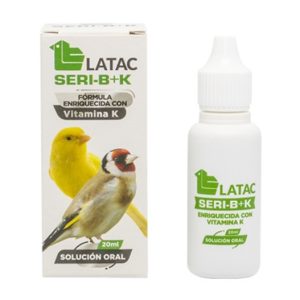 seri-b-k-latac-20ml Frasco da 20 ml di LATAC SERI B+K , integratore vitaminico per uccelli ornamentali, ricco di vitamine B e K per il benessere e la vitalità