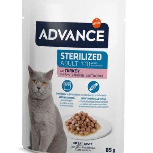 advance-bocaditos-en-salsa-con-pavo-85-gr-gatos-esterilizdos Advance Bocaditos Gato Esterilizado Adulto: Nutrición Equilibrada para Gatos Adultos Esterilizados