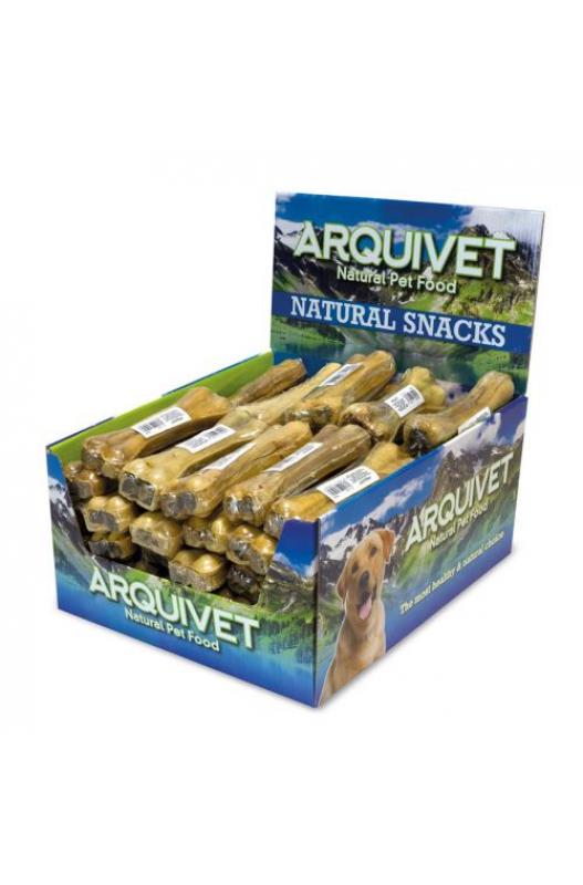 hueso-prensado-piel-bufalo-relleno-con-tripa-15cm Arquivet Hueso piel Bufalo 15 Cm