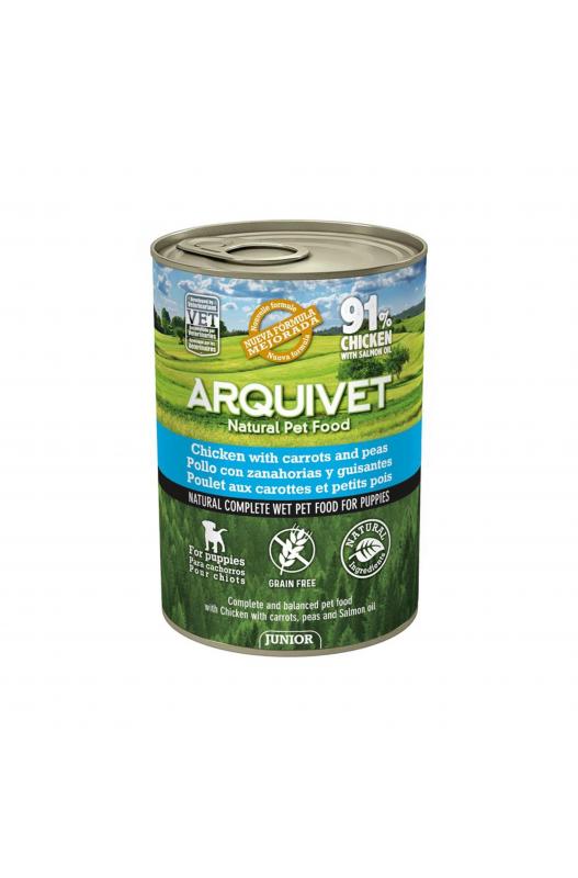 ARQUIVET LATA JUNIOR Pollo/Zanahorias/Guisantes/Aceite de salmón 400gr.