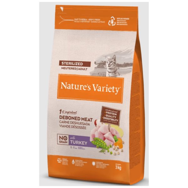 NATURES VARIETY CAT N.G. STERILI PAVO 3Kg gatos esterilizados grain free