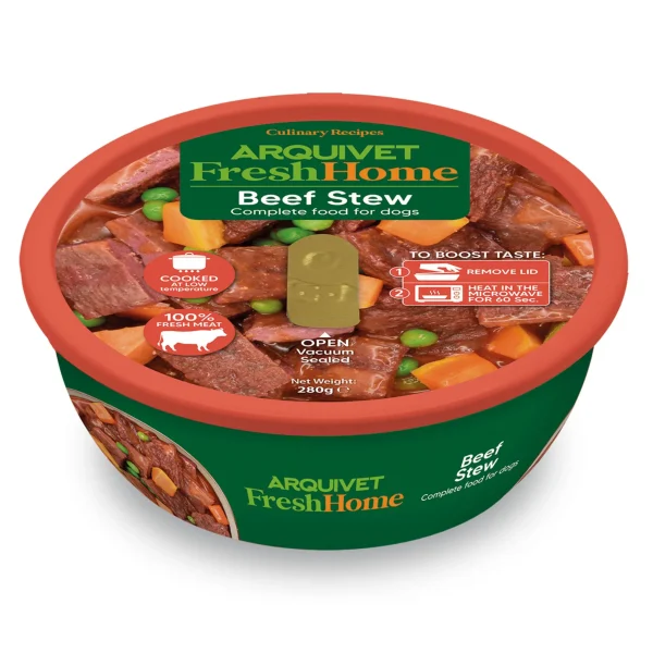 arquivet freshhome estofado ternera Arquivet Fresh Home Estofado de Ternera – Alimento Húmedo Natural para Perros